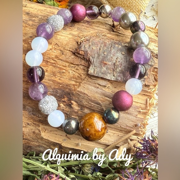 Chunky amethyst and jasper bracelet - Picture 1 of 1